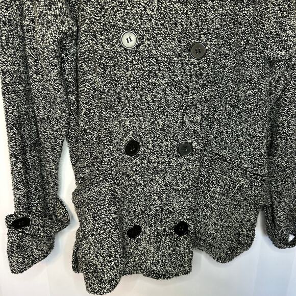 Free People Slouchy Moto Black White Jacket Shacket Wool Blend Oversized Medium - Picture 4 of 8